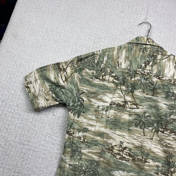 St Johns Bay Island Style Hawaiian Shirt Men Sz S Cotton Sailboat Palm Tree Y2K - Picture 11 of 14